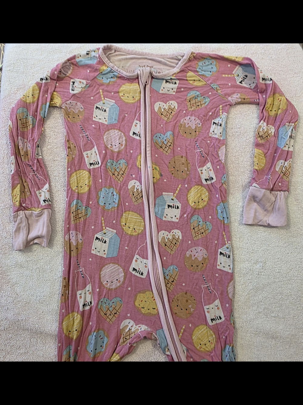 Little Sleepies Pink Cookies Amd Milk Bamboo Zippy 18-24 Mo